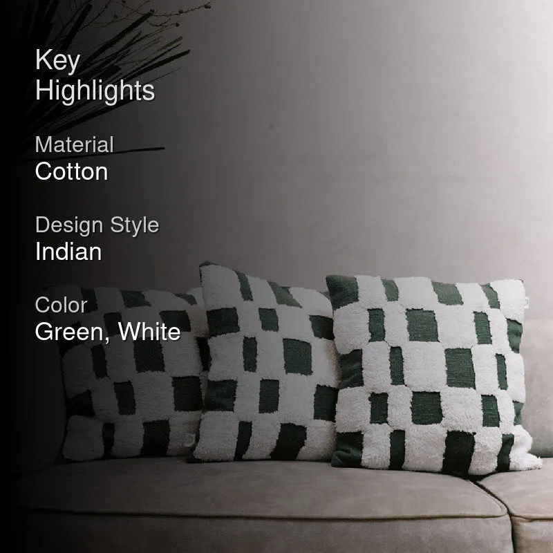 Cushy Checkers Tufted Cushion Cover (Black & White) - Set Of Three media 2