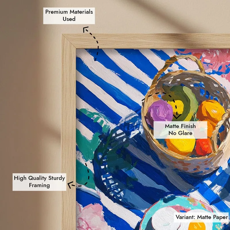 Blue Tableau Canvas Wall Painting - Brown Frame media 8