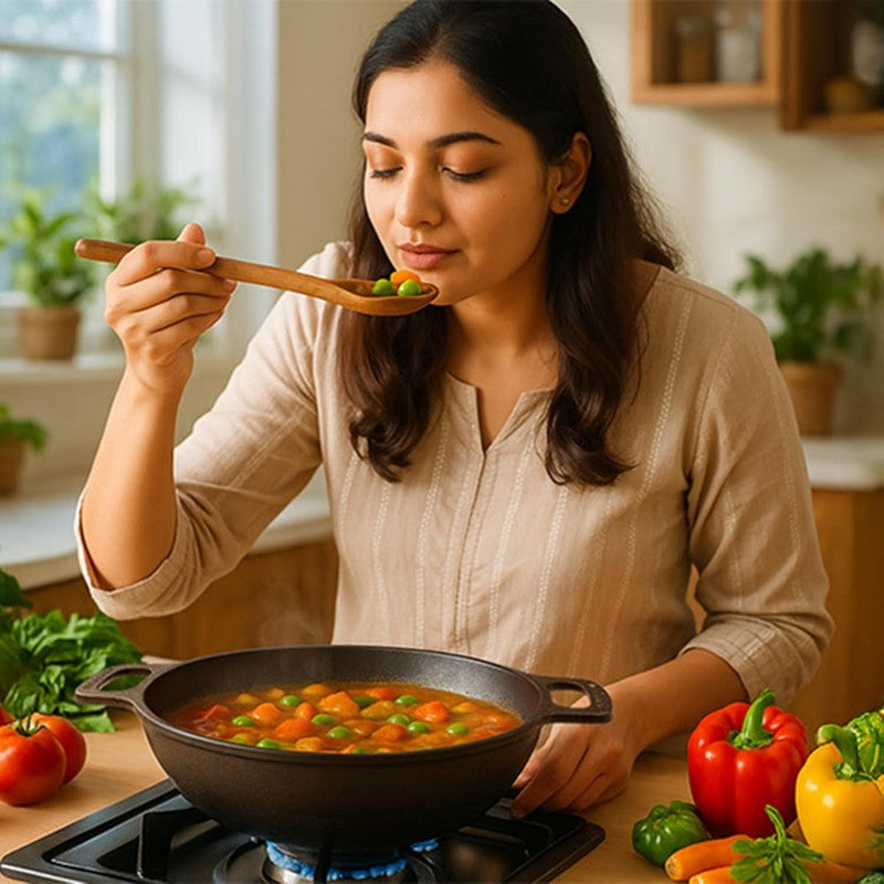 Solara Brewora Cast Iron Kadhai Without Lid - 1700 mL/8 Inch media 4