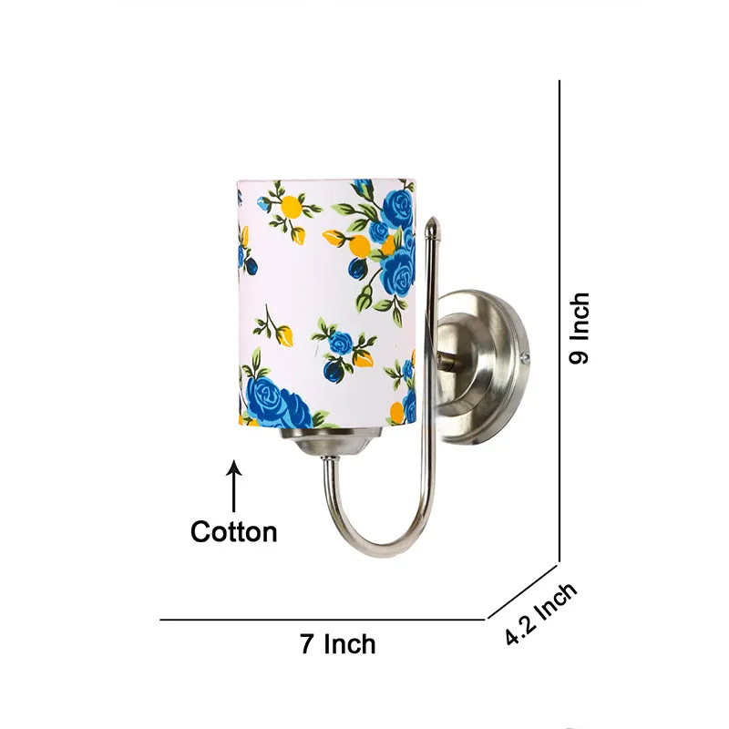 Altura Blue Fleur Cylindrical Fabric & Metal Wall Lamp media 4
