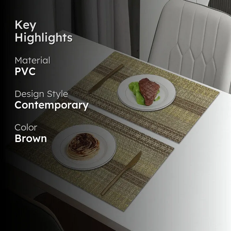 Lioren Brown Rectangle PVC Table Mats - Set Of Two media 2