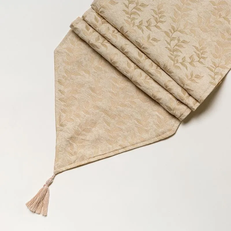 Elle Leafsy Jacquard Table Runner - Beige media 4