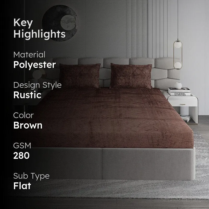 Monte Carlo Color Drift Bedsheet (Brown) - 280 GSM media 2