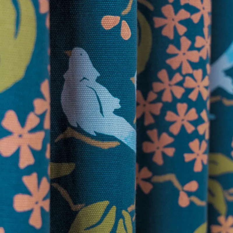 Tranquebar Home Floral Majesty Polyester Curtains(Blue) - Set Of Two media 4