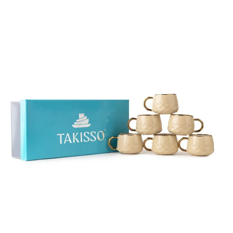 LuxeSip Porcelain Tea Cup (200 mL Each,Brown) - Set Of Six media 8