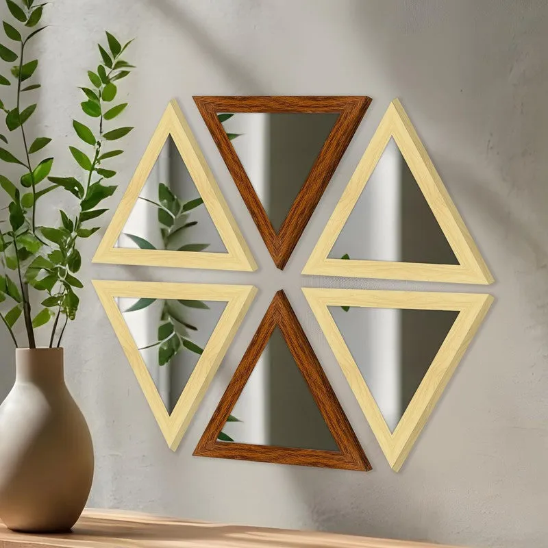 LuxeVertex Wall Mirror (Brown) - Set Of Six media 5