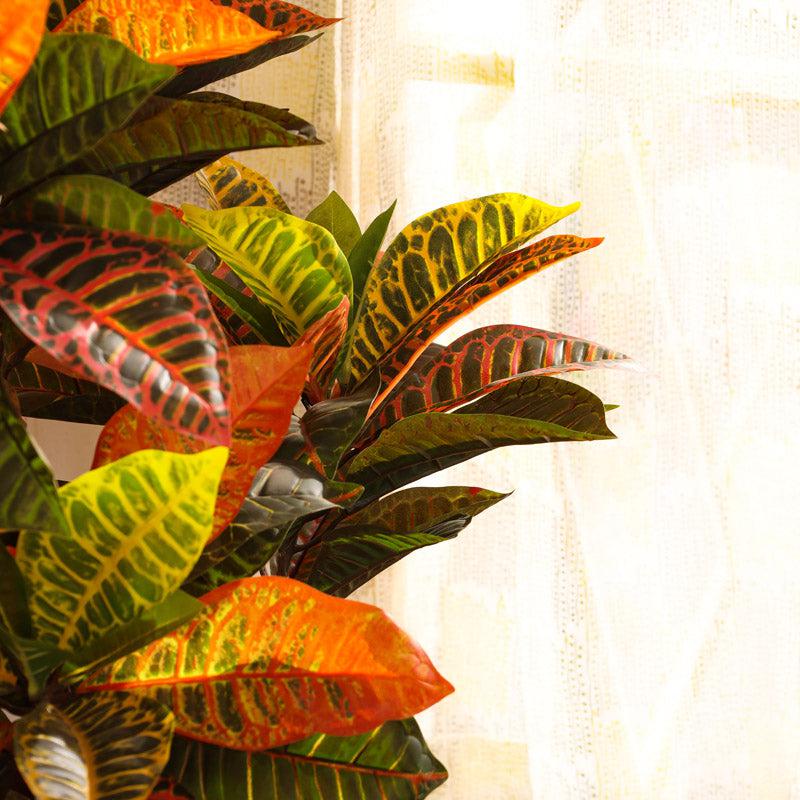 Artificial Realistic Croton Plant With Black Plastic Pot - 3.9 Feet media 6