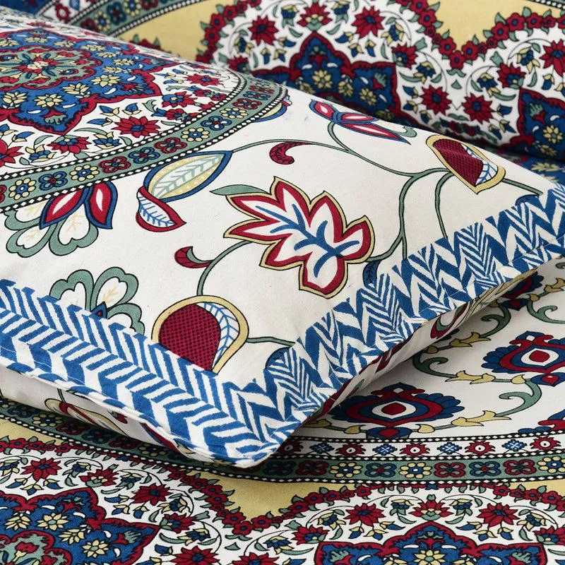 Niranja Ethnic Cotton Flat Bedsheet (Blue) - 160 TC media 5