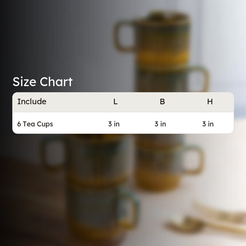 Cerava Ceramic Tea Cup (150 mL Each) -  Set of Six media 8
