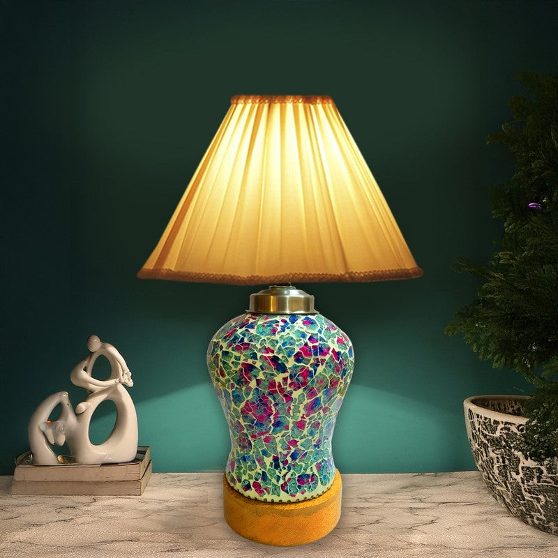 Floranisse Pleated Wooden Table Lamp - Multicolor