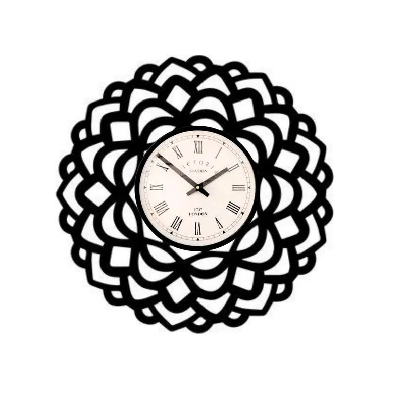 Mandala Steel Analog Wall Clock - Black media 4