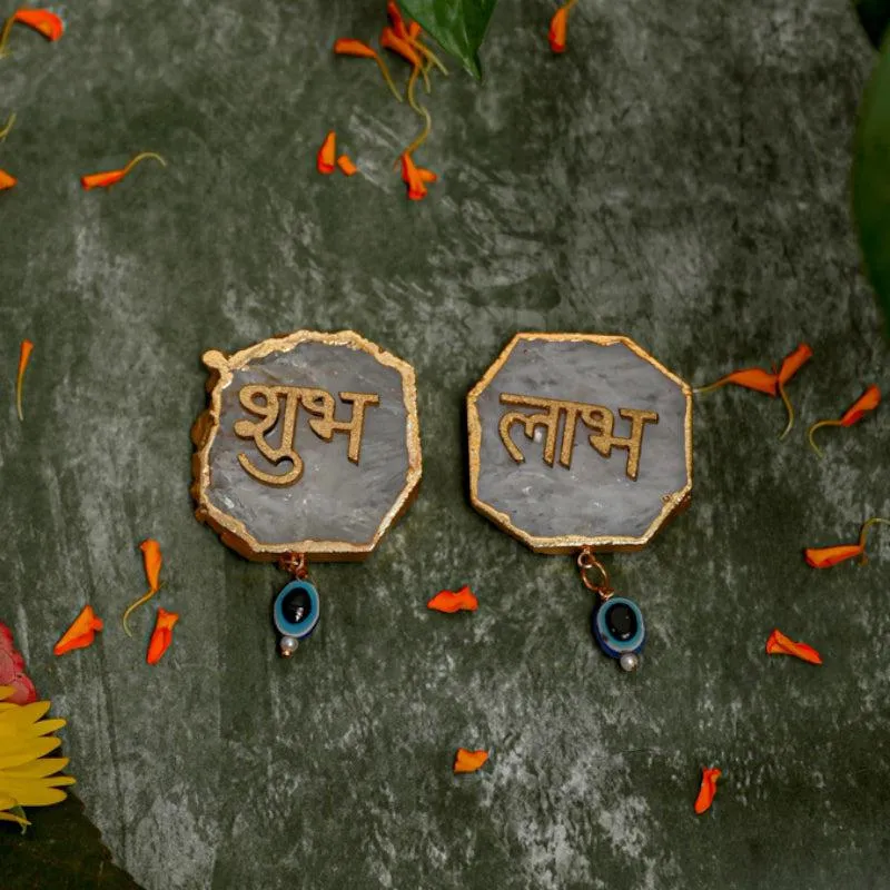 Shub Labh Agate Wall Accents (Grey) - Set Of Two media 1