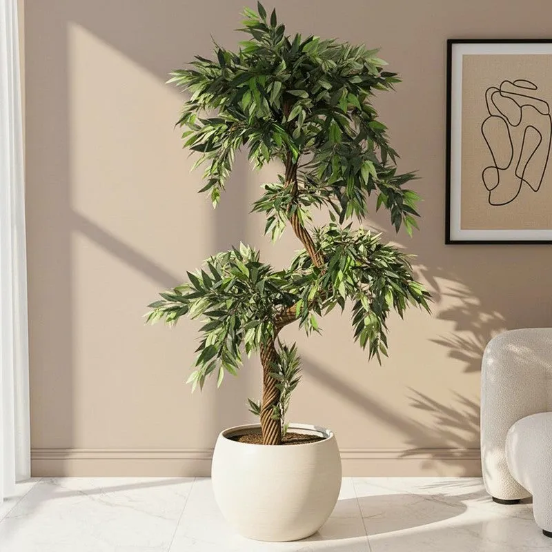Faux Realtouch Green Eucalyptus Tree With Black Plastic Pot - 5.9 Feet media 1