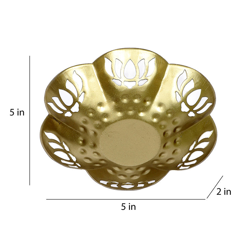 Gold Thaal Tea Light Holder - Set Of Three media 7