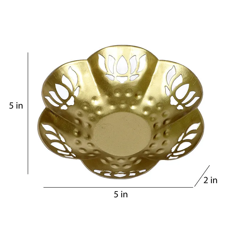 Gold Thaal Tea Light Holder - Set Of Three media 7