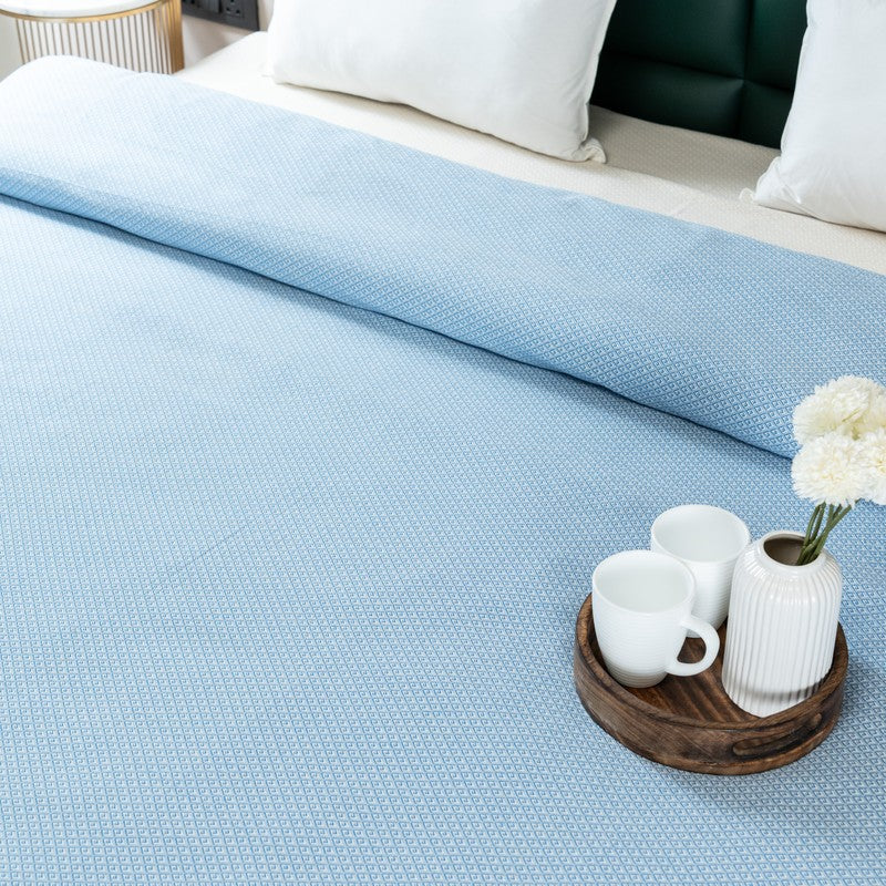 Axis Loom Cotton Bedsheet (Blue) - 300 TC media 4