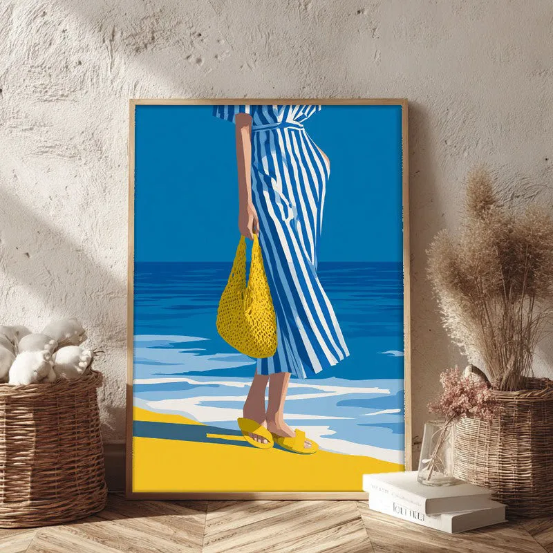 Shoreline Canvas Wall Painting - Brown Frame media 3