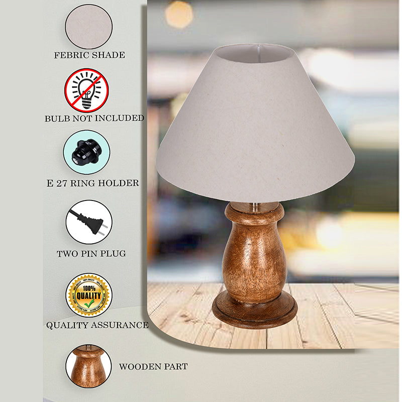 Elahim Wooden Table Lamp - Beige media 5
