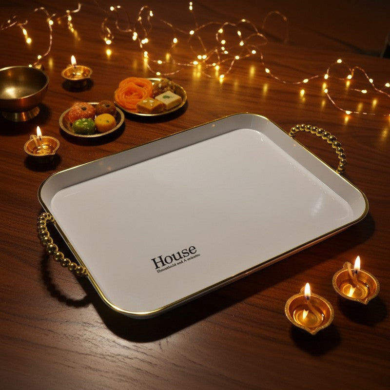 Aura Serve Melamine Serving Tray (White) - Set Of Three media 8