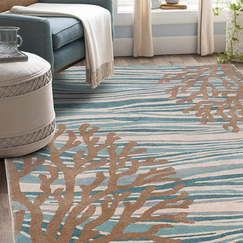Coral Hand Tufted Dream Abstract Wool & Nylon Carpet - Turquoise media 3