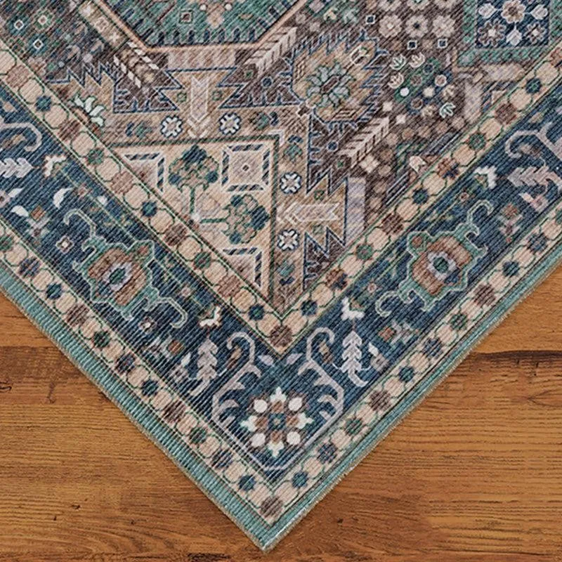 Noah Ethnic Polyester Carpet - Teal media 5