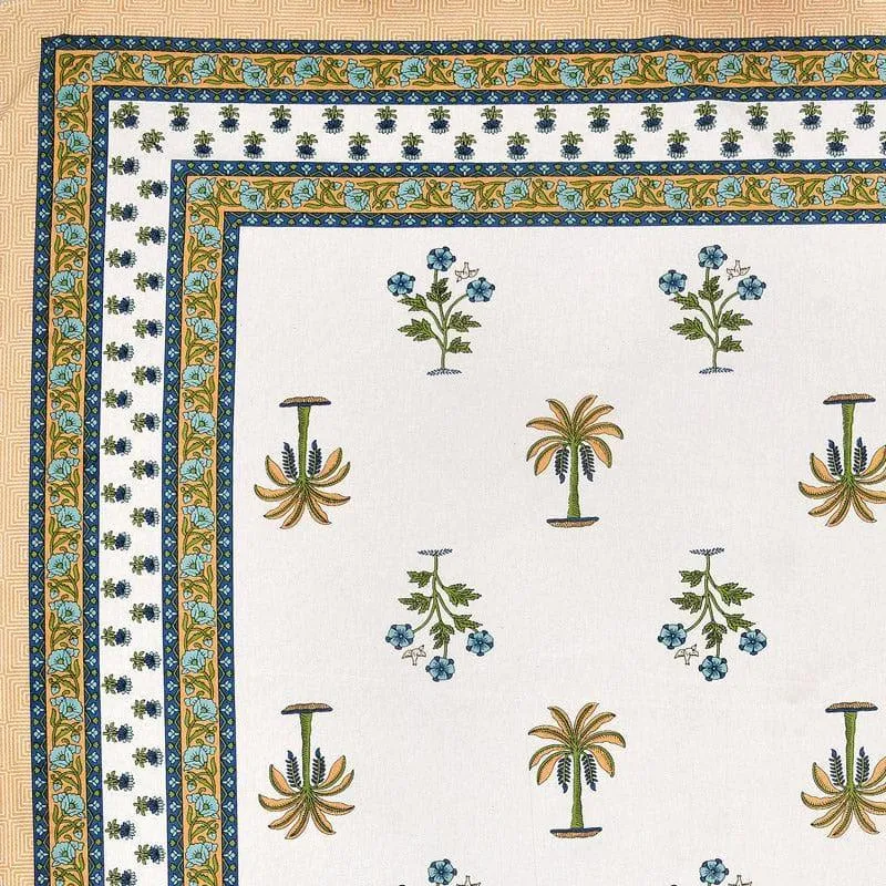 Palm Fields Printed Cotton Bedsheet (Yellow) - 140 TC media 4