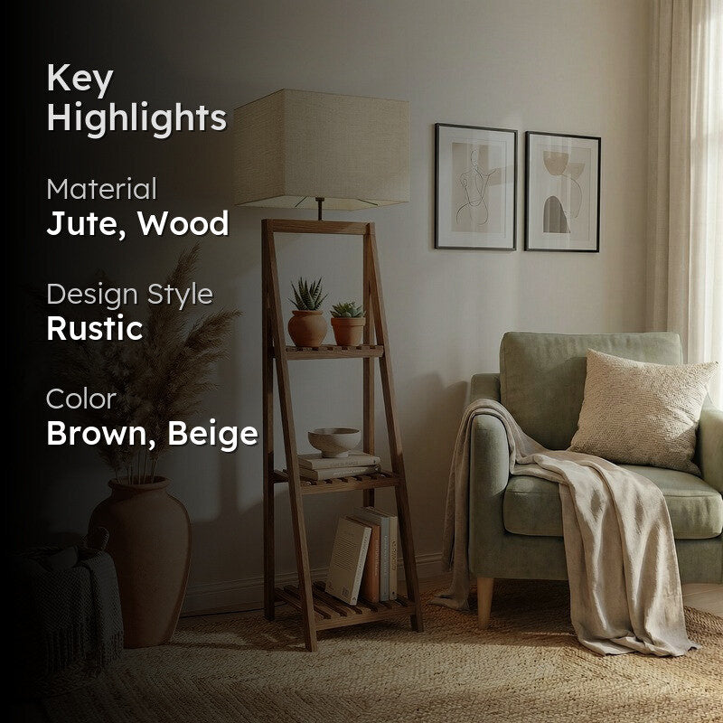 Kepler Shelf Jute & Wood Floor Lamp media 2