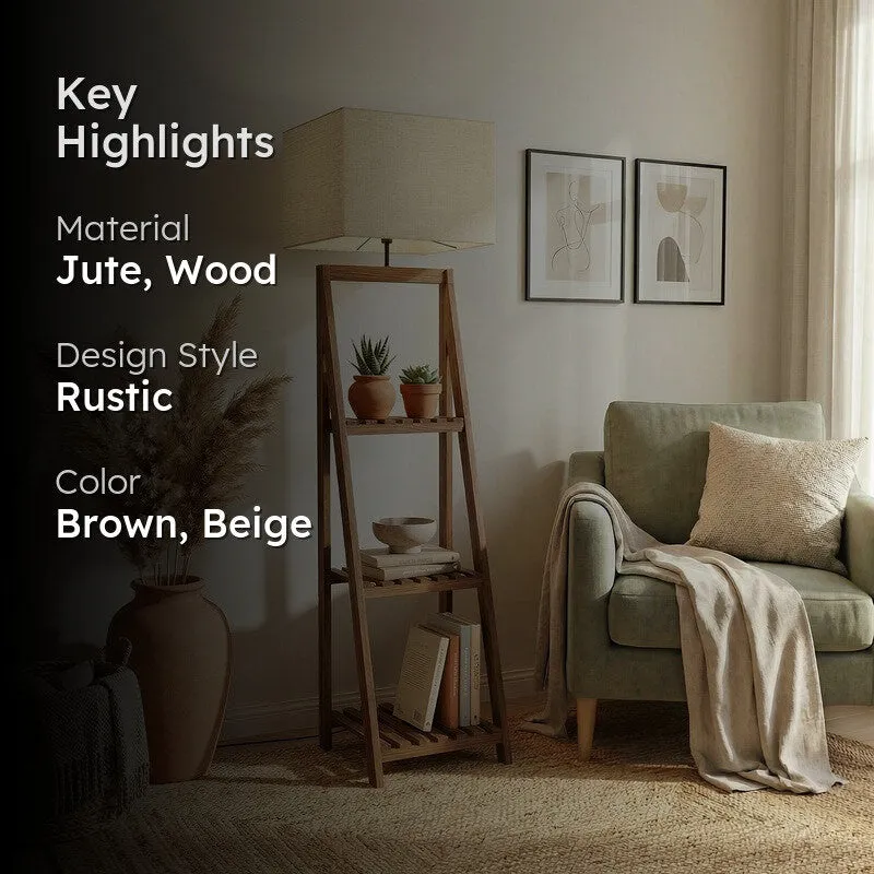 Kepler Shelf Jute & Wood Floor Lamp media 2
