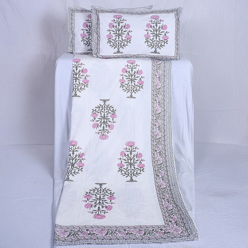 ShahiGuldaan Handblock Printed Cotton Bedsheet (Pink) - 400 TC media 6