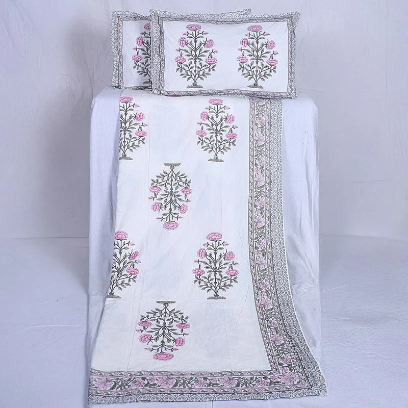 ShahiGuldaan Handblock Printed Cotton Bedsheet (Pink) - 400 TC media 6