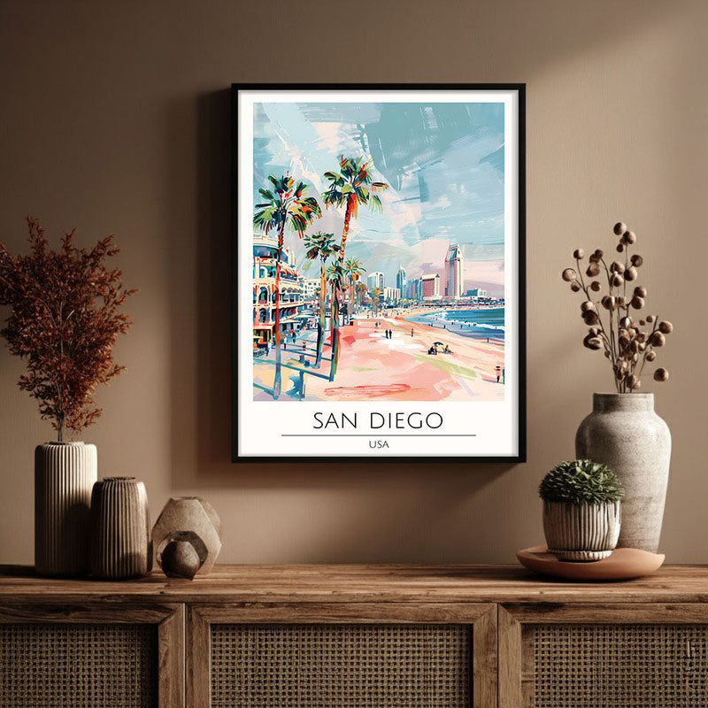 Vintage San Diego Framed Canvas Wall Painting media 3