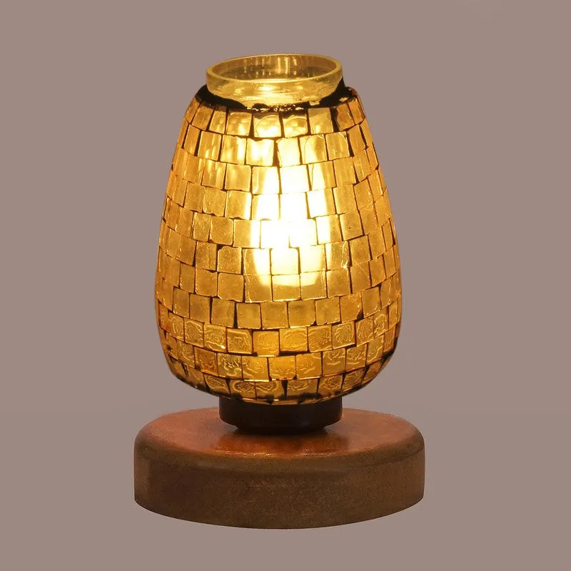 Glowling Mosaic Glass Table Lamp With Wooden Base - Multicolor media 7