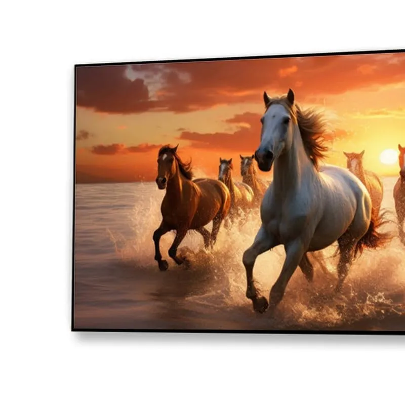 Ocean Horse Run Canvas Wall Painting With Black Frame media 5