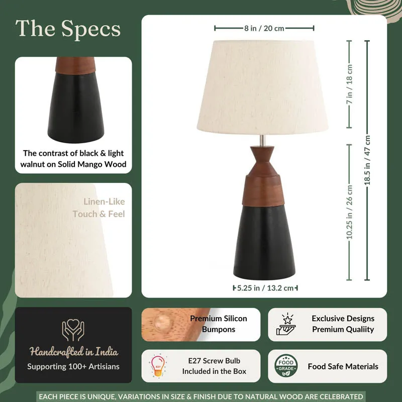 Ormo Wooden Table Lamp - White,Brown,Black media 5