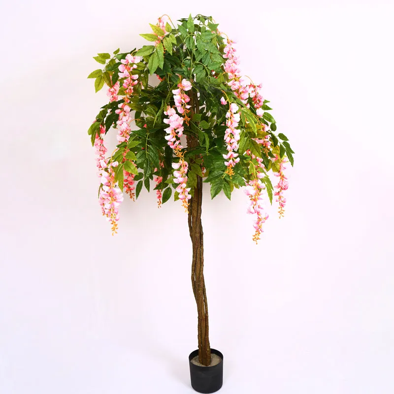 Verdiq Artificial Flowering Plant With Black Plastic Pot (Pink) - 6 Feet media 4