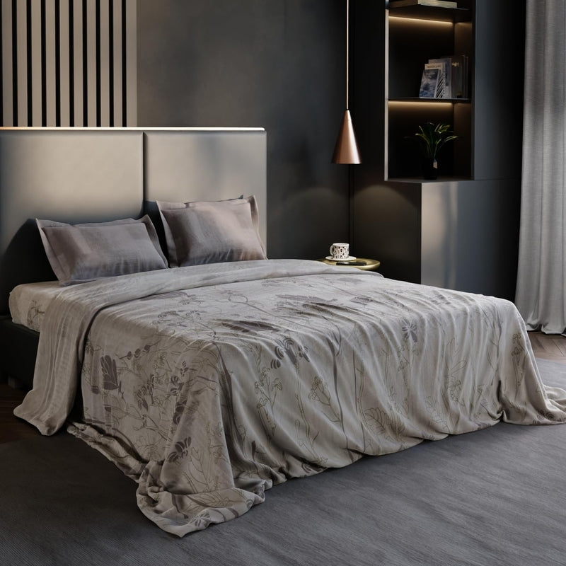 Mist Ivy Pure Cotton Bedsheets (Brown) - 150 TC