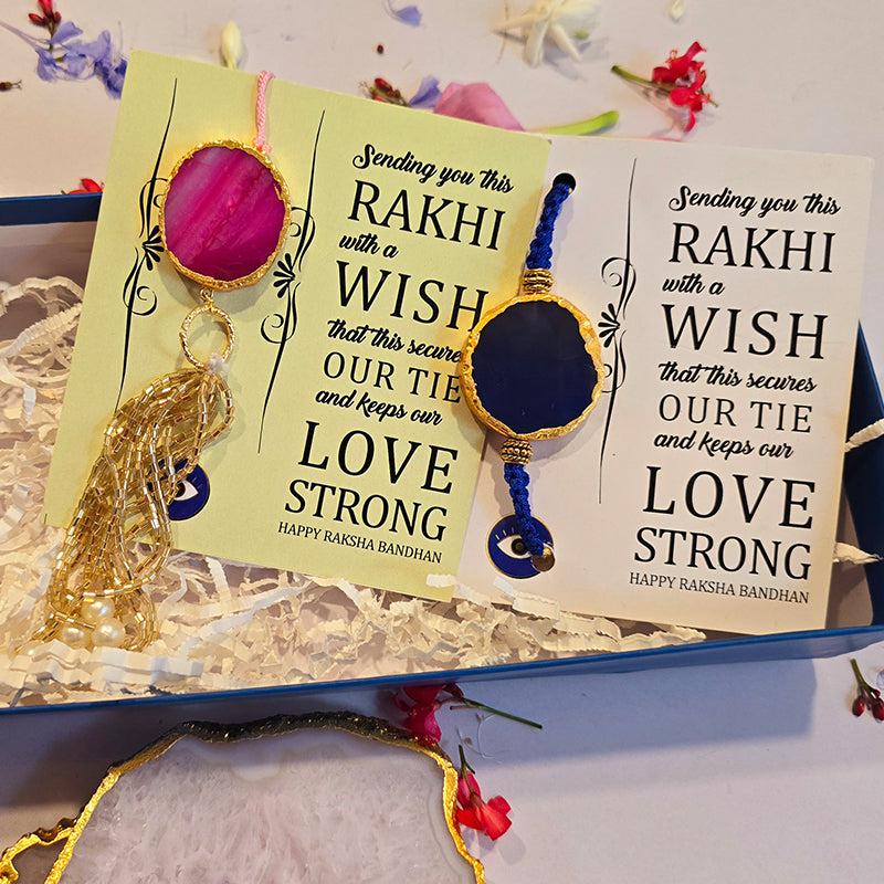 Bhai Behen Bond Agate Rakhi Gift Box media 4