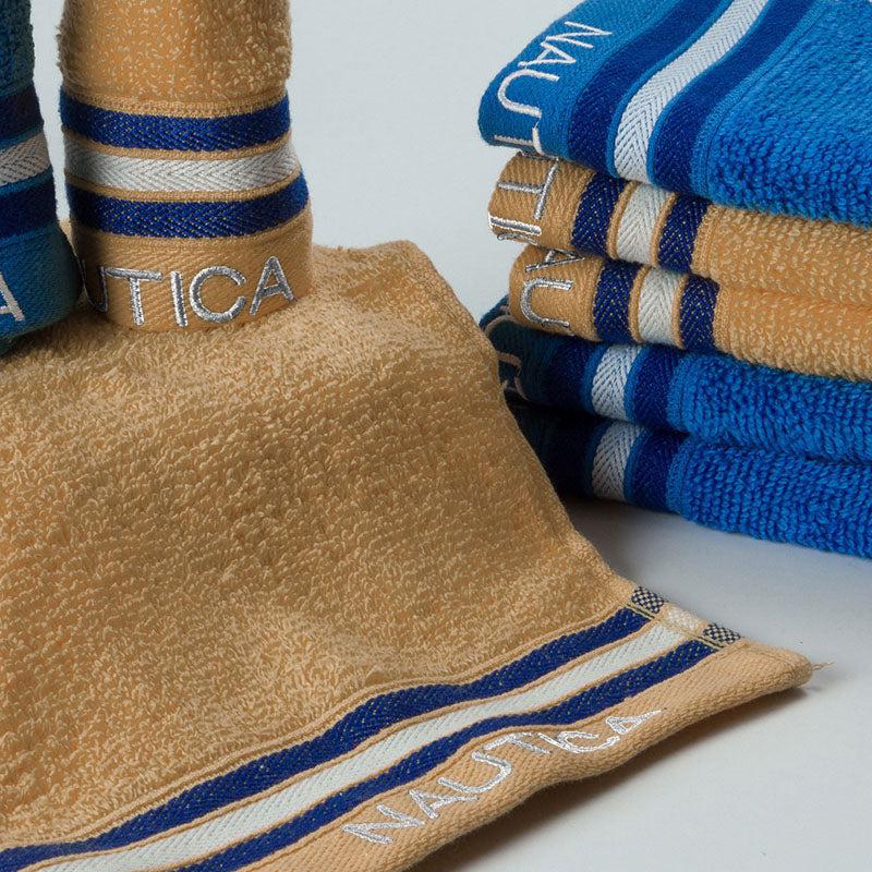 Nautica Dove Down Cotton Face Towel (Beige & Blue) - Set Of Eight media 3