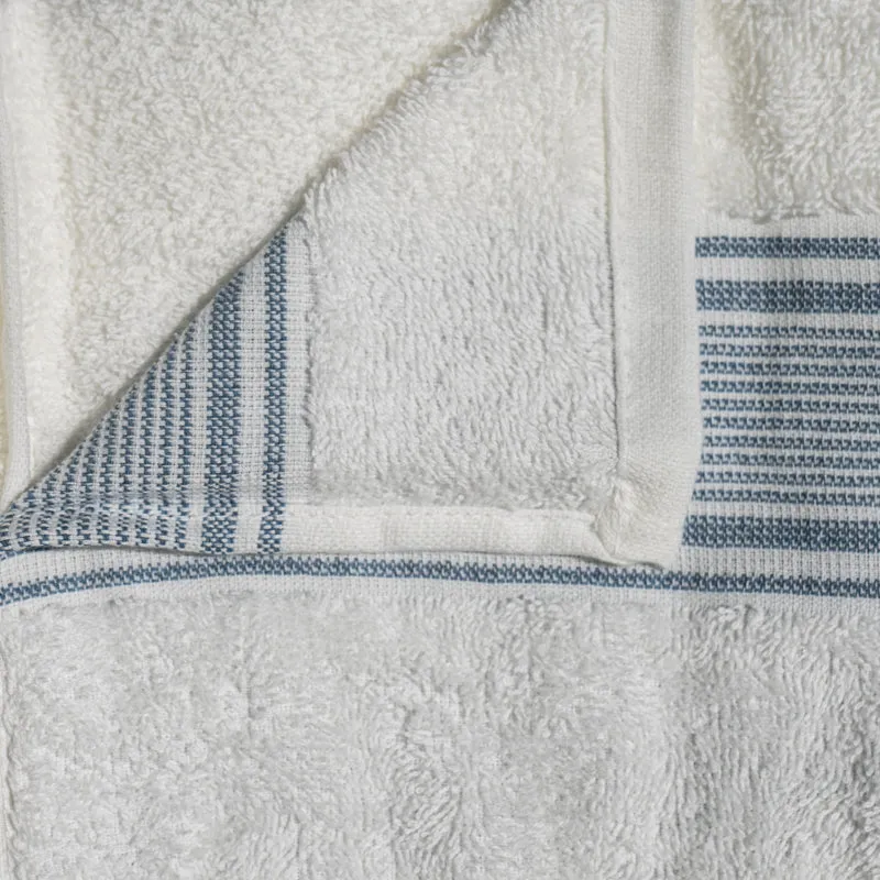 Micro Cotton LuxeDry Comfort Bath Towel - White & Blue media 6