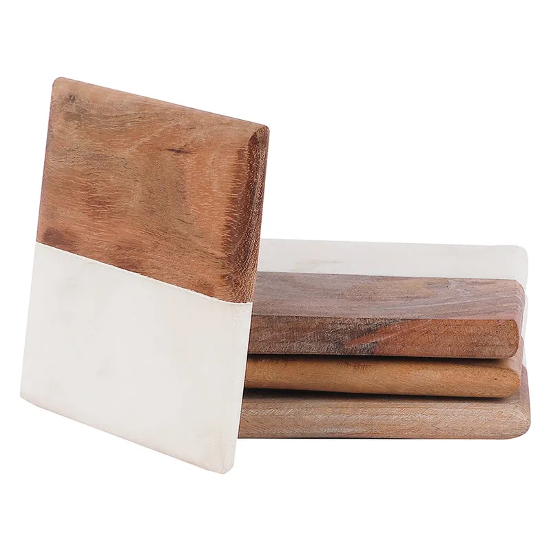 Celestria Square Marble & Wood Coaster - Set Of Four media 4