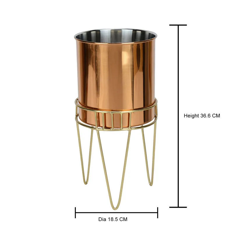 Zenva Stainless Steel Planter - Copper & Gold media 5