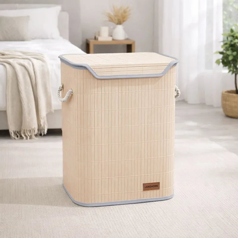 Strap Bamboo Laundry Basket - Cream media 5