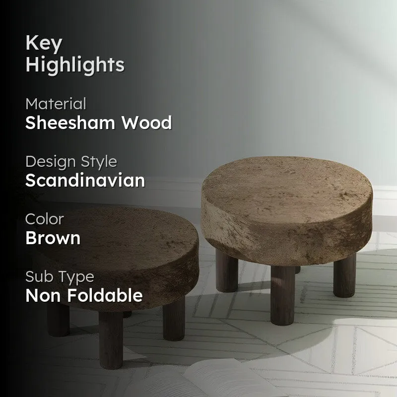Gorvo Sheesham Wooden Stools (Brown) - Set Of Two media 2