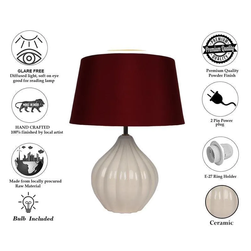 Modak Ceramic Table Lamp - Red,White media 6
