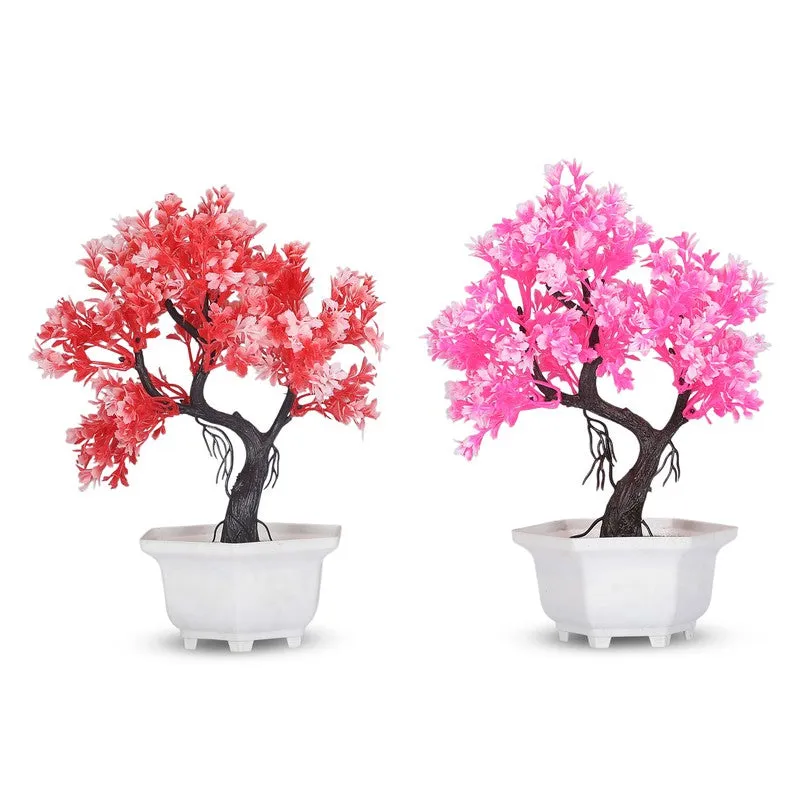 Bonsai Tree with Pot (Pink,Red) - Set Of Two media 5