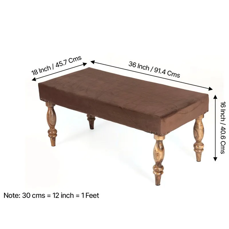 Dovex Sheesham Wooden Bench with Stools (Brown) - Three Piece Set media 11