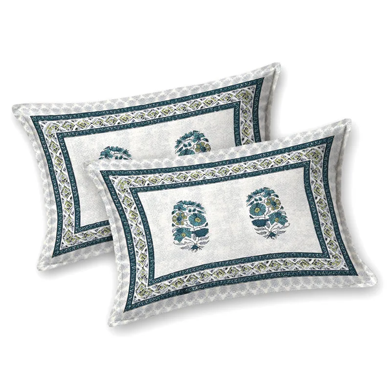Agriya Ethnic Printed Cotton Bedsheet (Blue) - 144 TC media 7