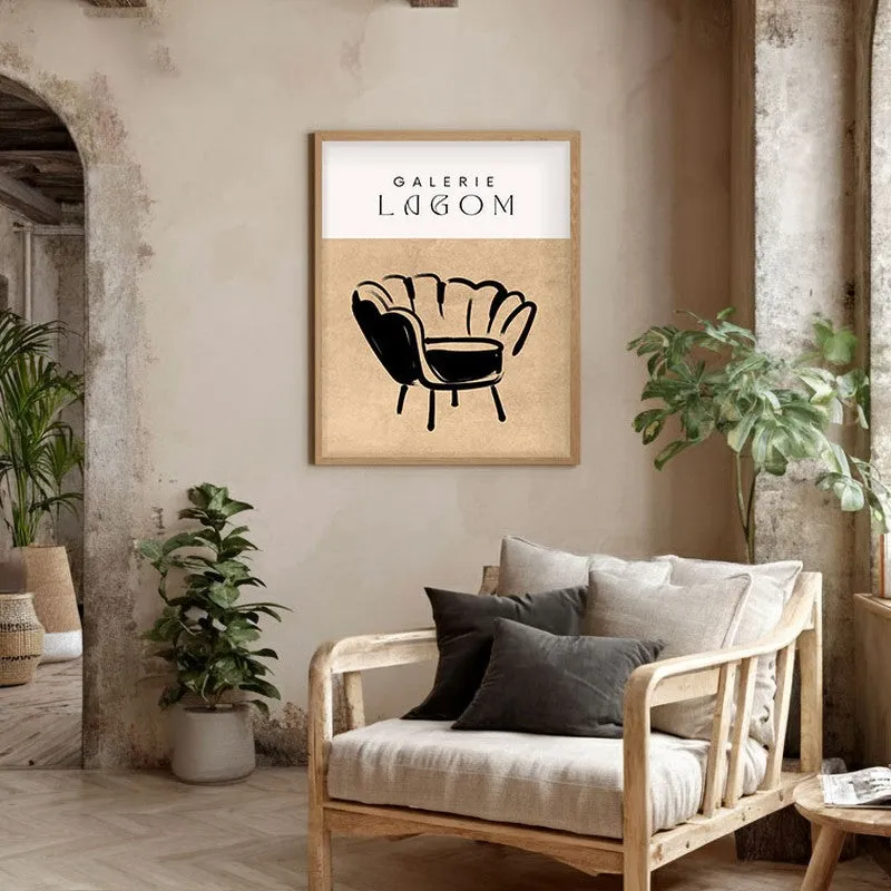 Lagom Lounge Canvas Wall Painting With Brown Frame media 5