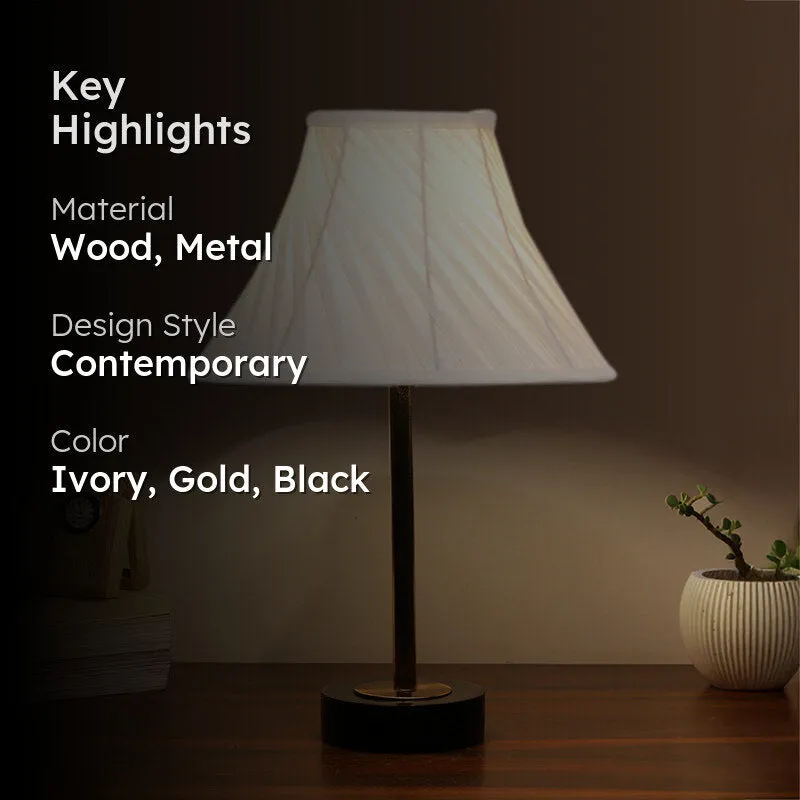 Twistra Rodin Wooden Table Lamp - Ivory,Gold,Black media 2