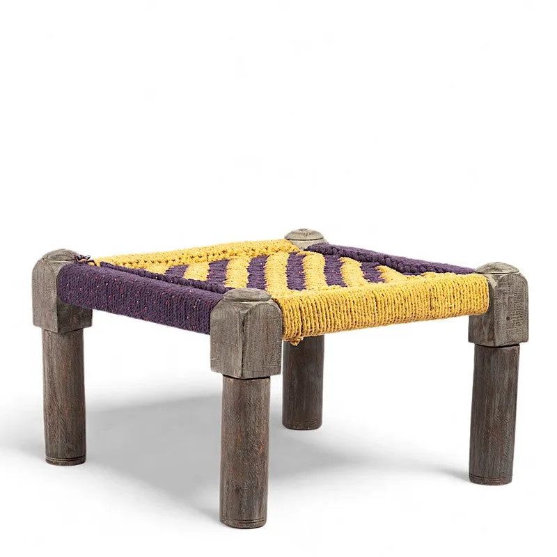 Havro Sheesham Wooden Stools (Yellow,Brown) - Set Of Two media 4